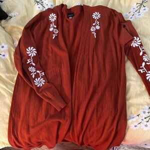 Orange embroidered cardigan
